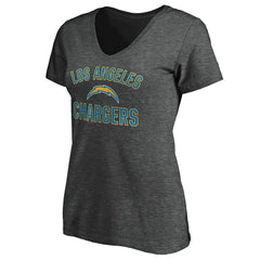 Los Angeles Chargers Women's Victory Arch V-Neck T-Shirt - Heathered Gray T-shirts