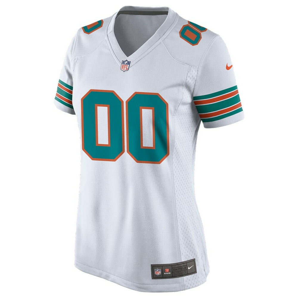 Miami Dolphins Women's Alternate Custom Game Jersey - White Jerseys