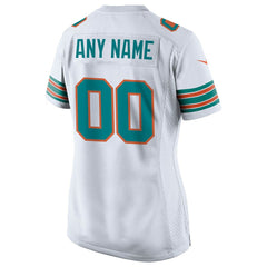 Miami Dolphins Women's Alternate Custom Game Jersey - White Jerseys