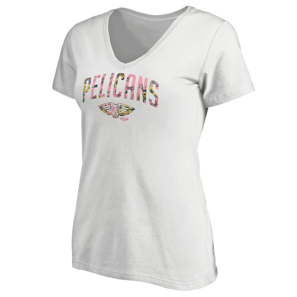 New Orleans Pelicans Women's Floral Arch V-Neck T-Shirt White