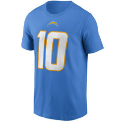 Justin Herbert Los Angeles Chargers Name & Number T-Shirt - Powder Blue T-shirts