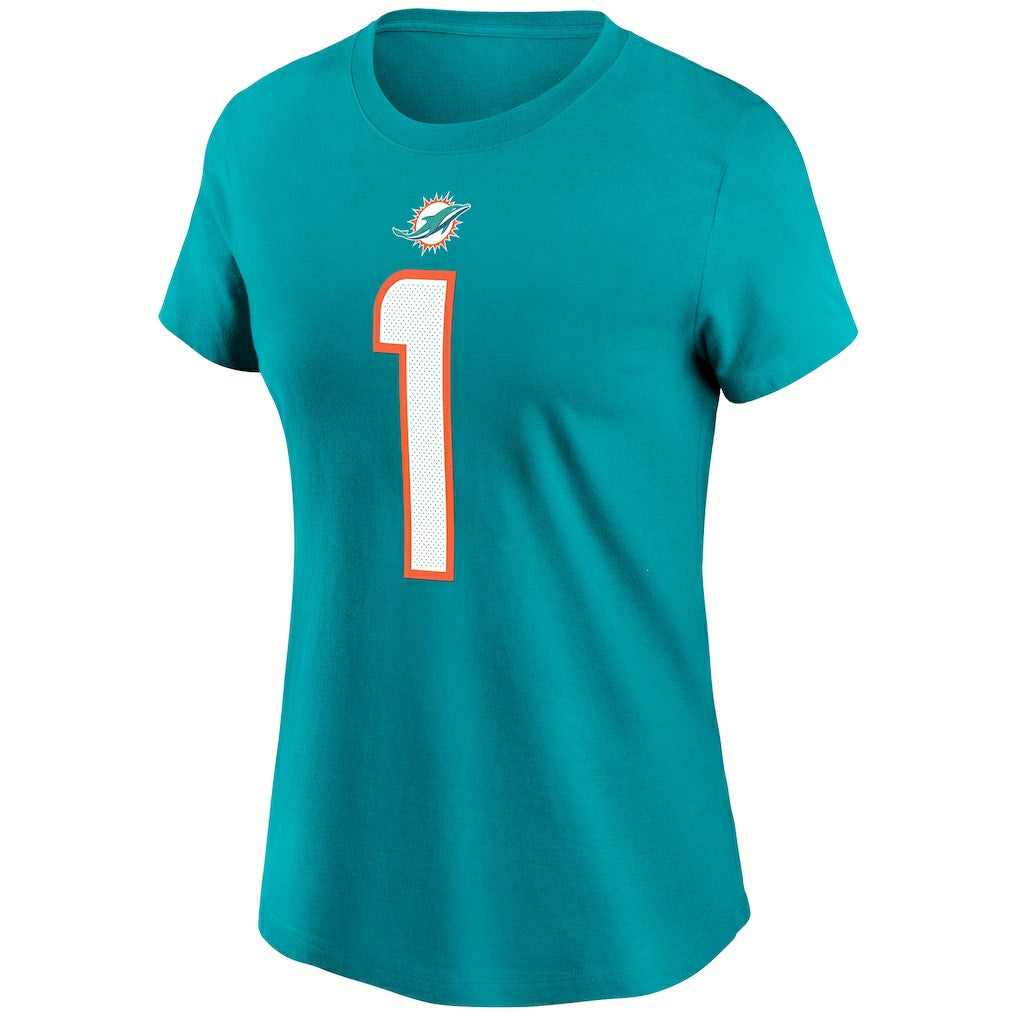 Tua Tagovailoa Miami Dolphins Women's Name & Number T-Shirt - Aqua T-shirts