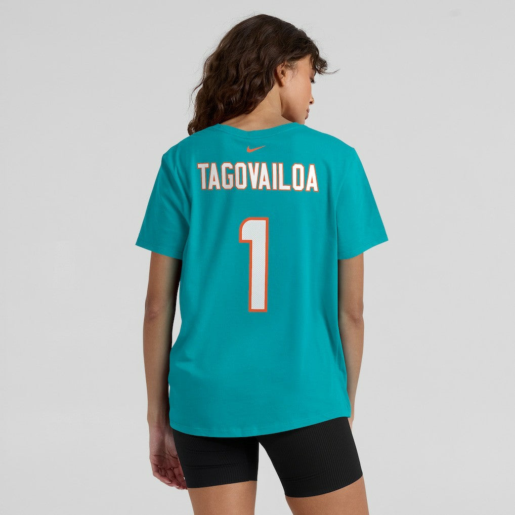 Tua Tagovailoa Miami Dolphins Women's Name & Number T-Shirt - Aqua T-shirts