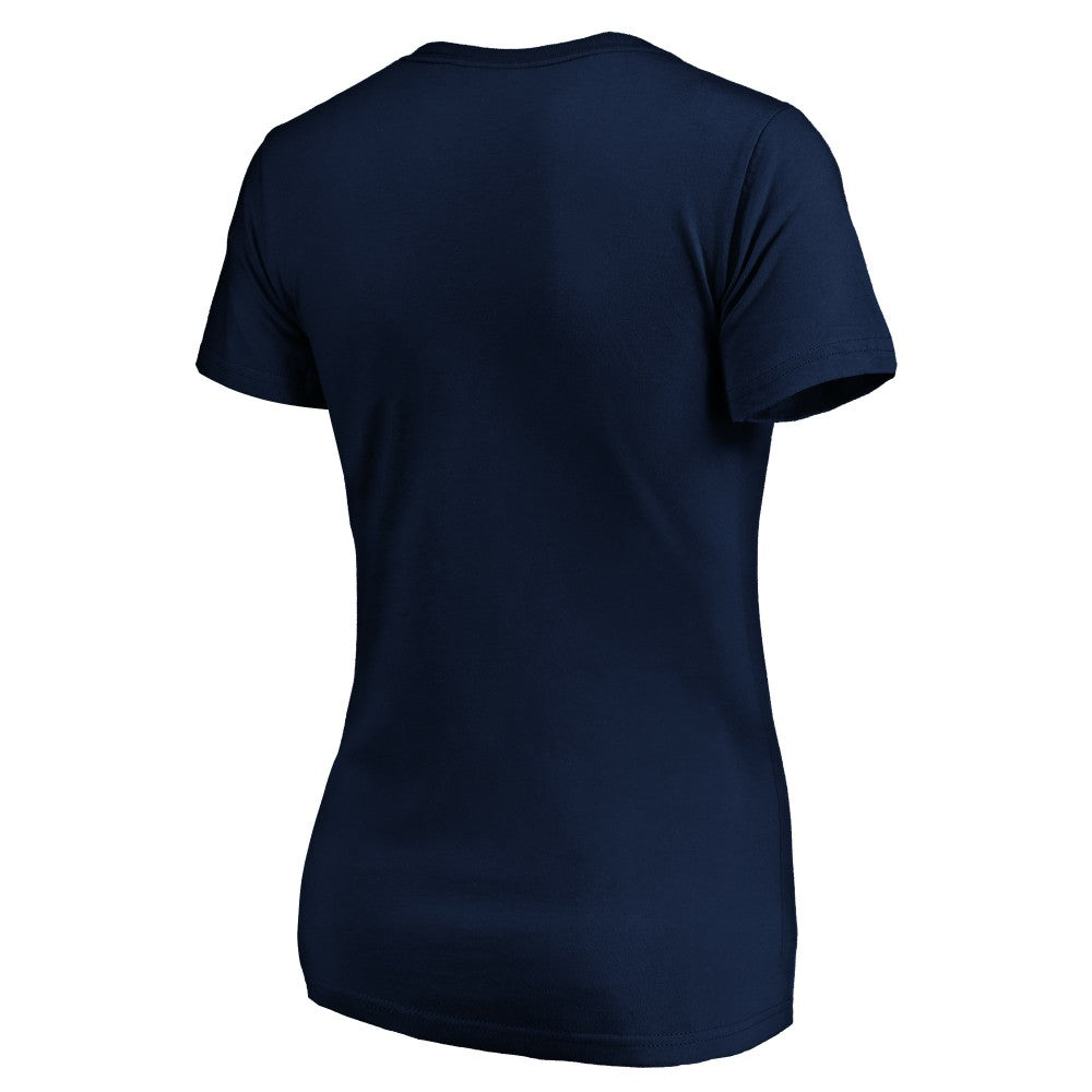 Milwaukee Brewers Logo Women's Banner Wave V-Neck T-Shirt - Navy T-shirts