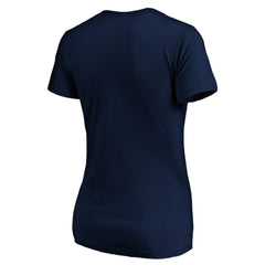 Texas Rangers Logo Women's Banner Wave V-Neck T-Shirt - Navy T-shirts