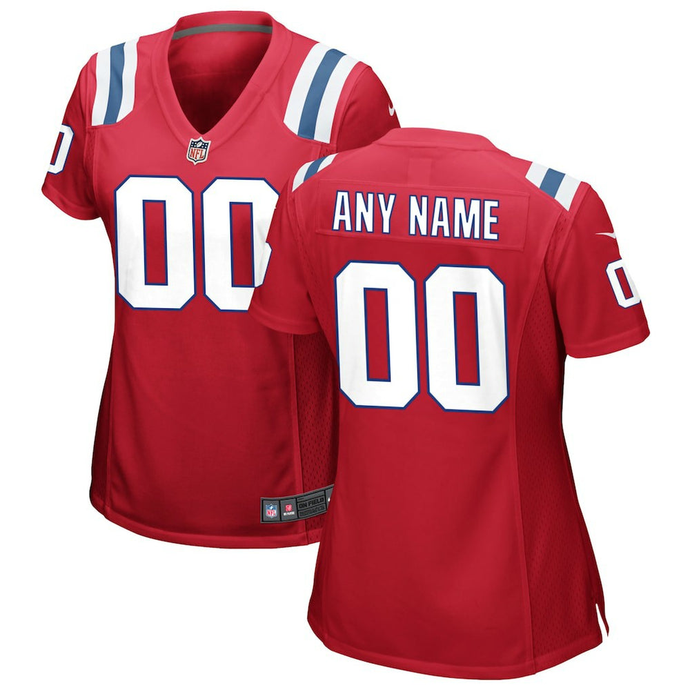 New England Patriots Women's Alternate Custom Jersey - Red Jerseys