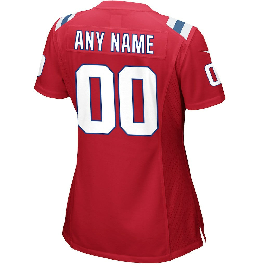 New England Patriots Women's Alternate Custom Jersey - Red Jerseys