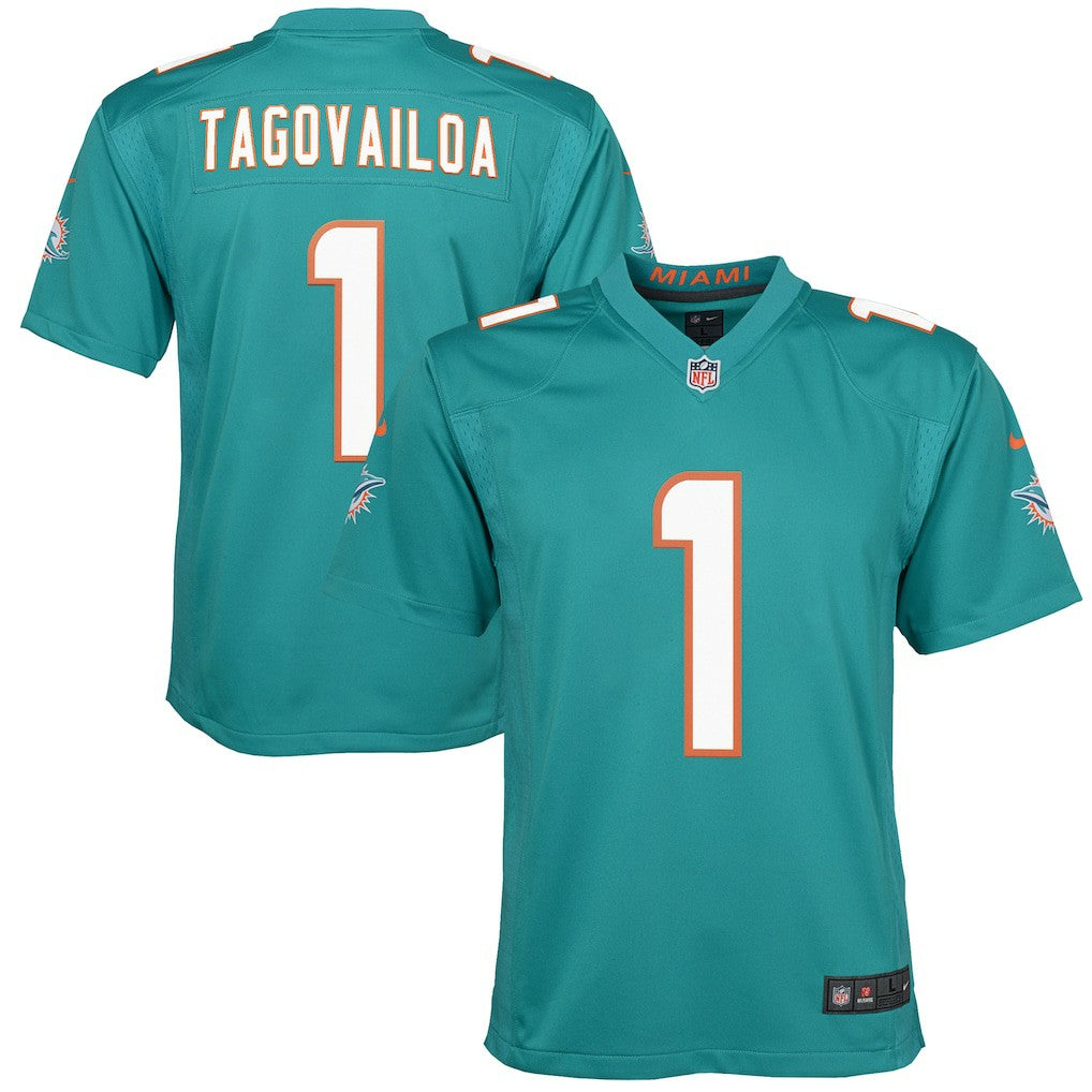 Tua Tagovailoa Miami Dolphins Youth Game Jersey - Aqua Jerseys