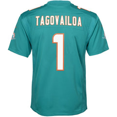 Tua Tagovailoa Miami Dolphins Youth Game Jersey - Aqua Jerseys