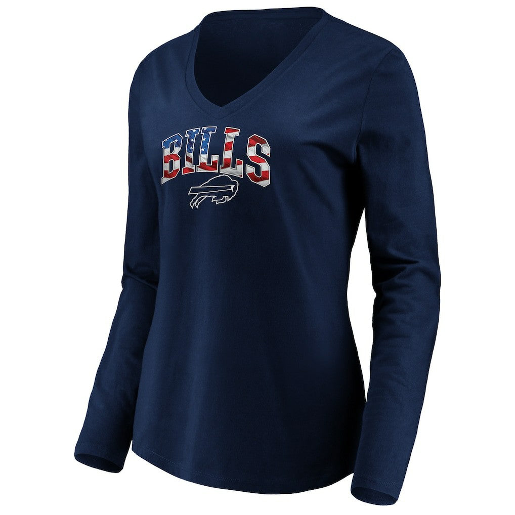 Buffalo Bills Women's Banner Wave V-Neck Long Sleeve T-Shirt - Navy T-shirts