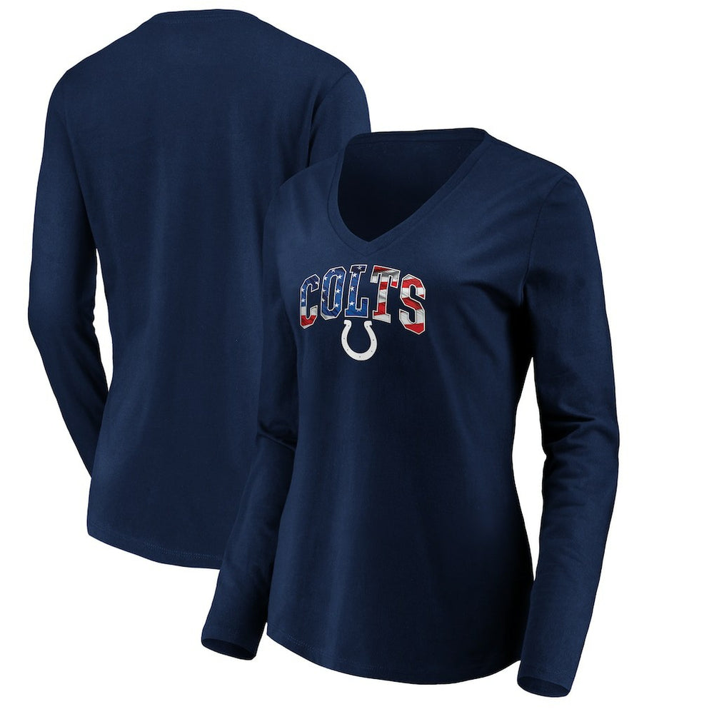 Indianapolis Colts Women's Banner Wave V-Neck Long Sleeve T-Shirt - Navy T-shirts