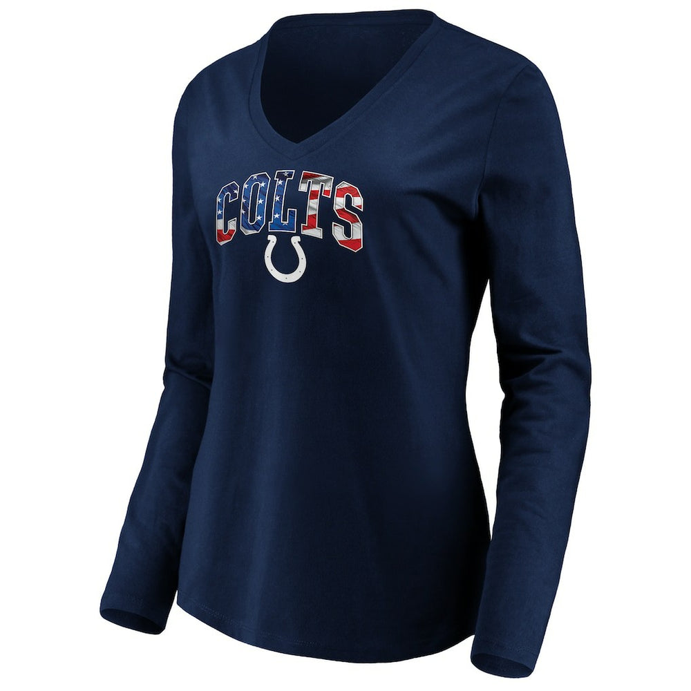 Indianapolis Colts Women's Banner Wave V-Neck Long Sleeve T-Shirt - Navy T-shirts