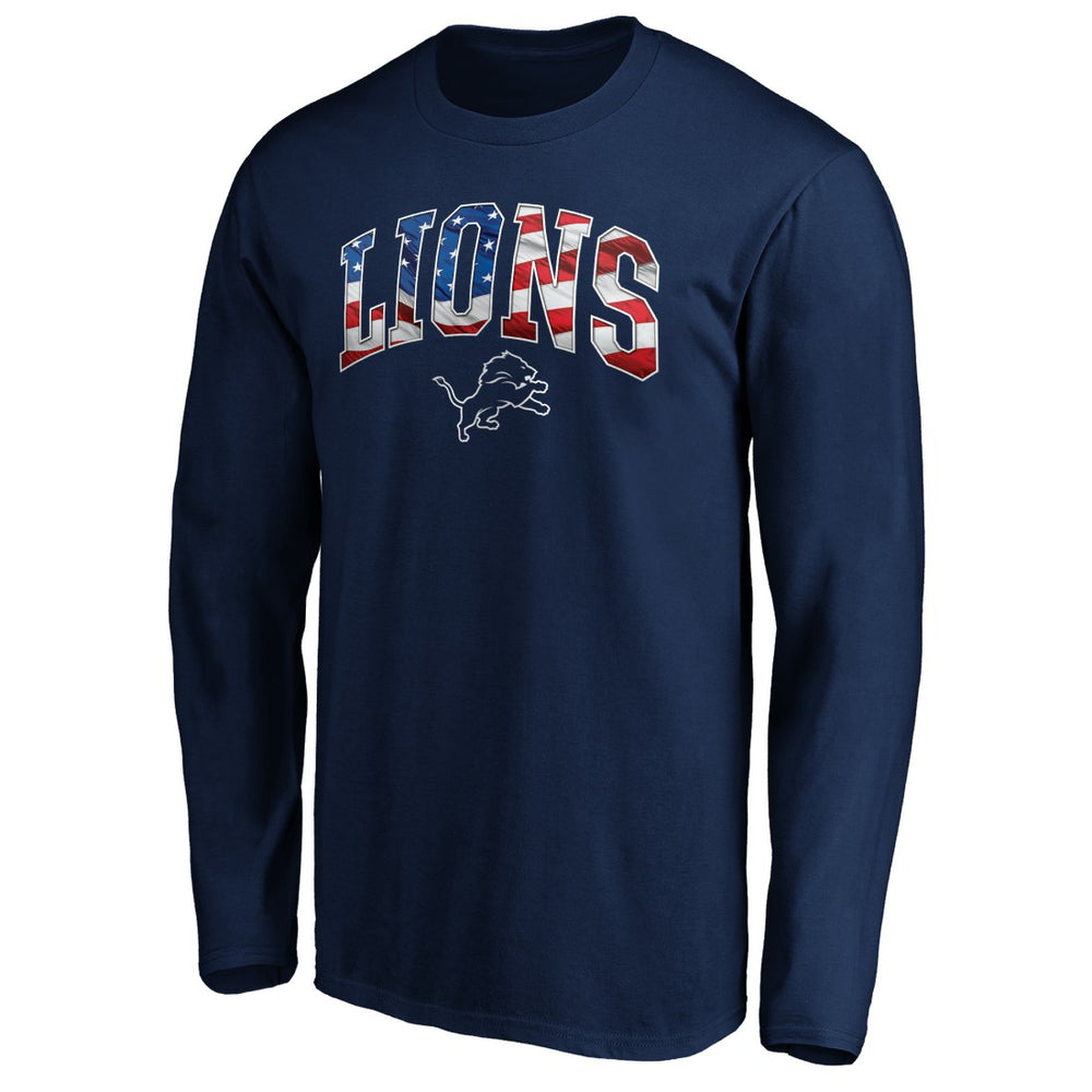 Detroit Lions Banner Wave Long Sleeve T-Shirt - Navy T-shirts