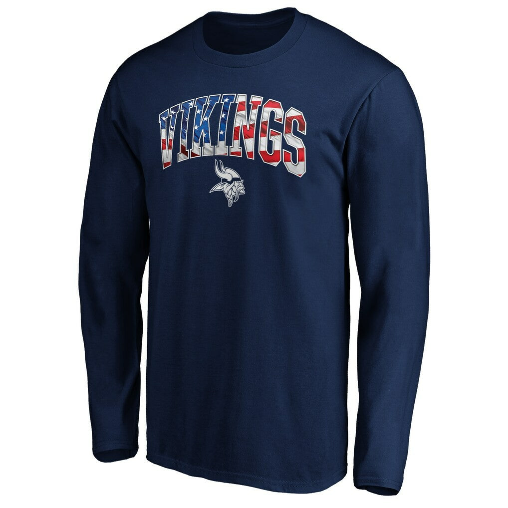 Minnesota Vikings Banner Wave Long Sleeve T-Shirt - Navy T-shirts