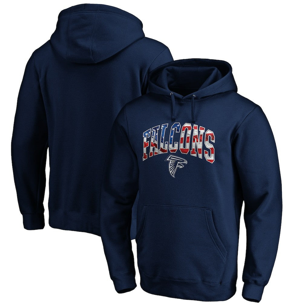 Atlanta Falcons Banner Wave Fitted Pullover Hoodie - Navy Hoodies