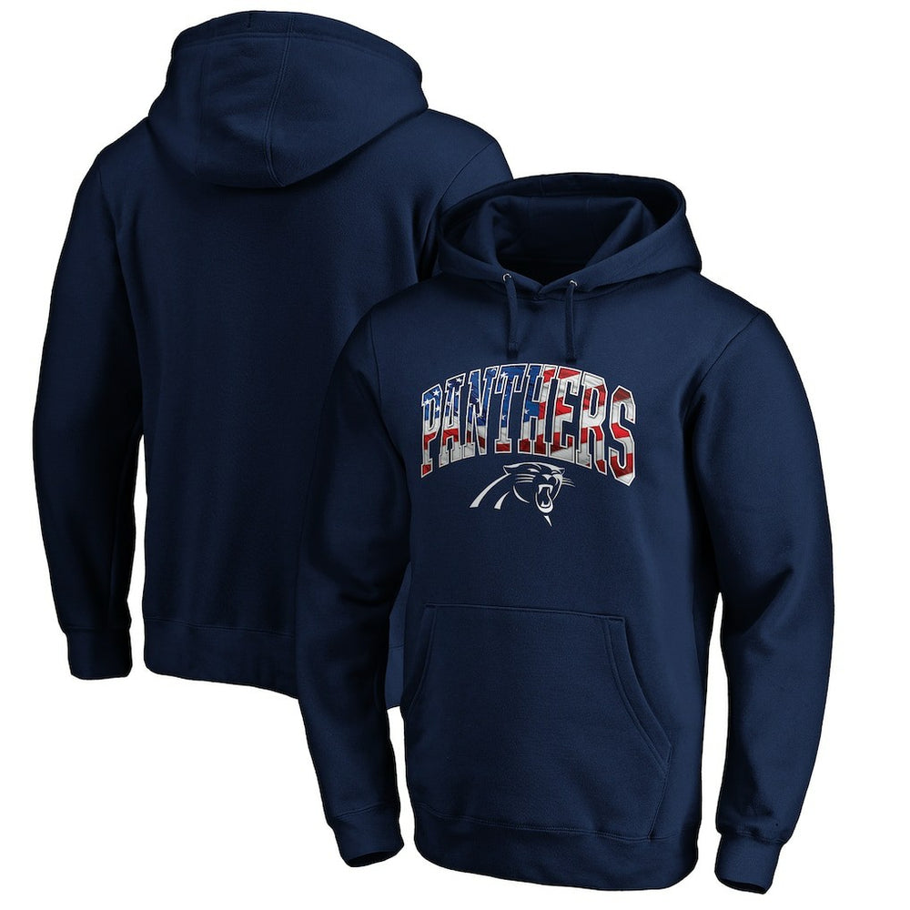 Carolina Panthers Banner Wave Fitted Pullover Hoodie - Navy Hoodies
