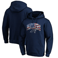 Carolina Panthers Banner Wave Fitted Pullover Hoodie - Navy Hoodies