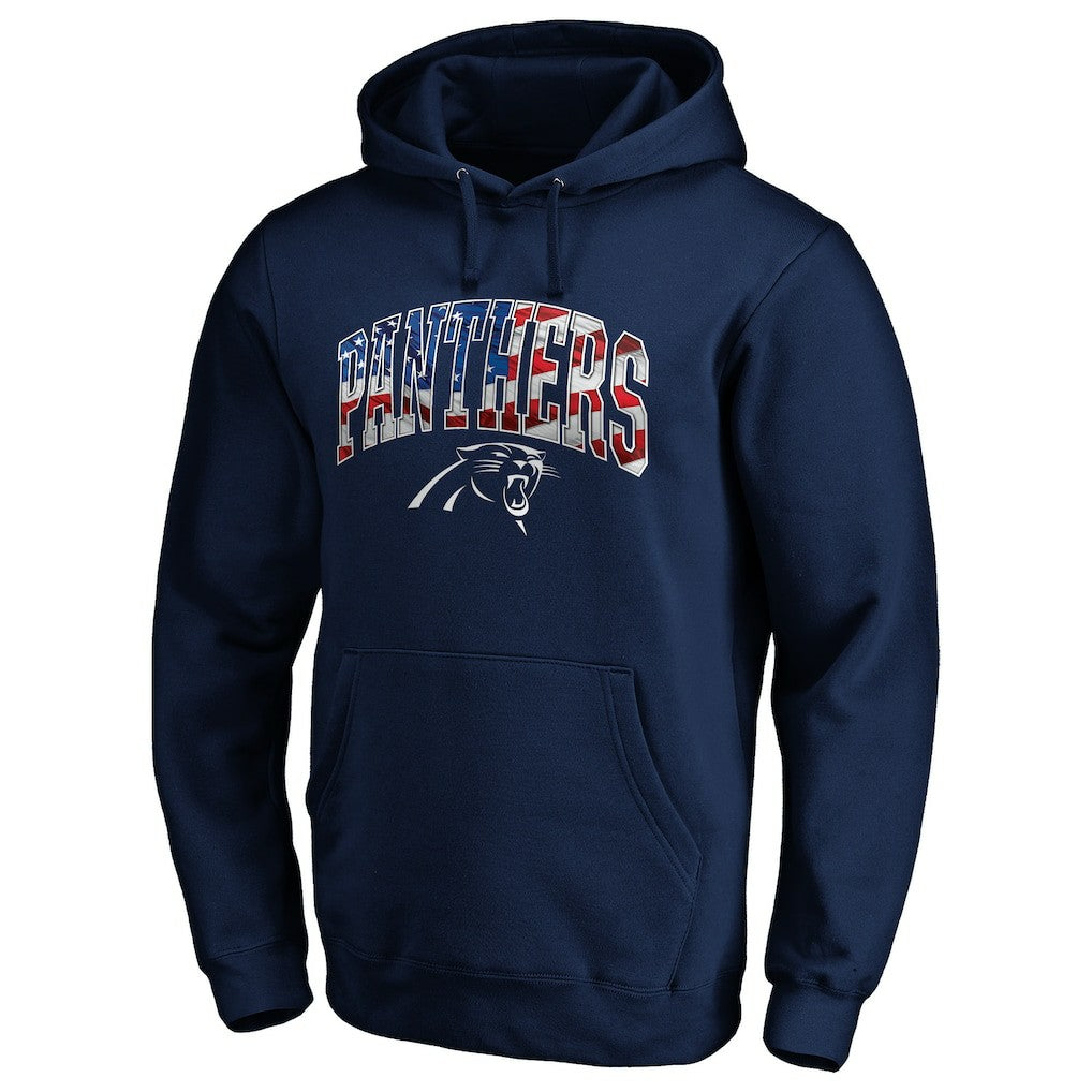 Carolina Panthers Banner Wave Fitted Pullover Hoodie - Navy Hoodies