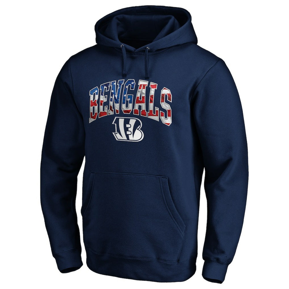 Cincinnati Bengals Banner Wave Fitted Pullover Hoodie - Navy Hoodies