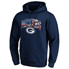 Green Bay Packers Banner Wave Fitted Pullover Hoodie - Navy Hoodies