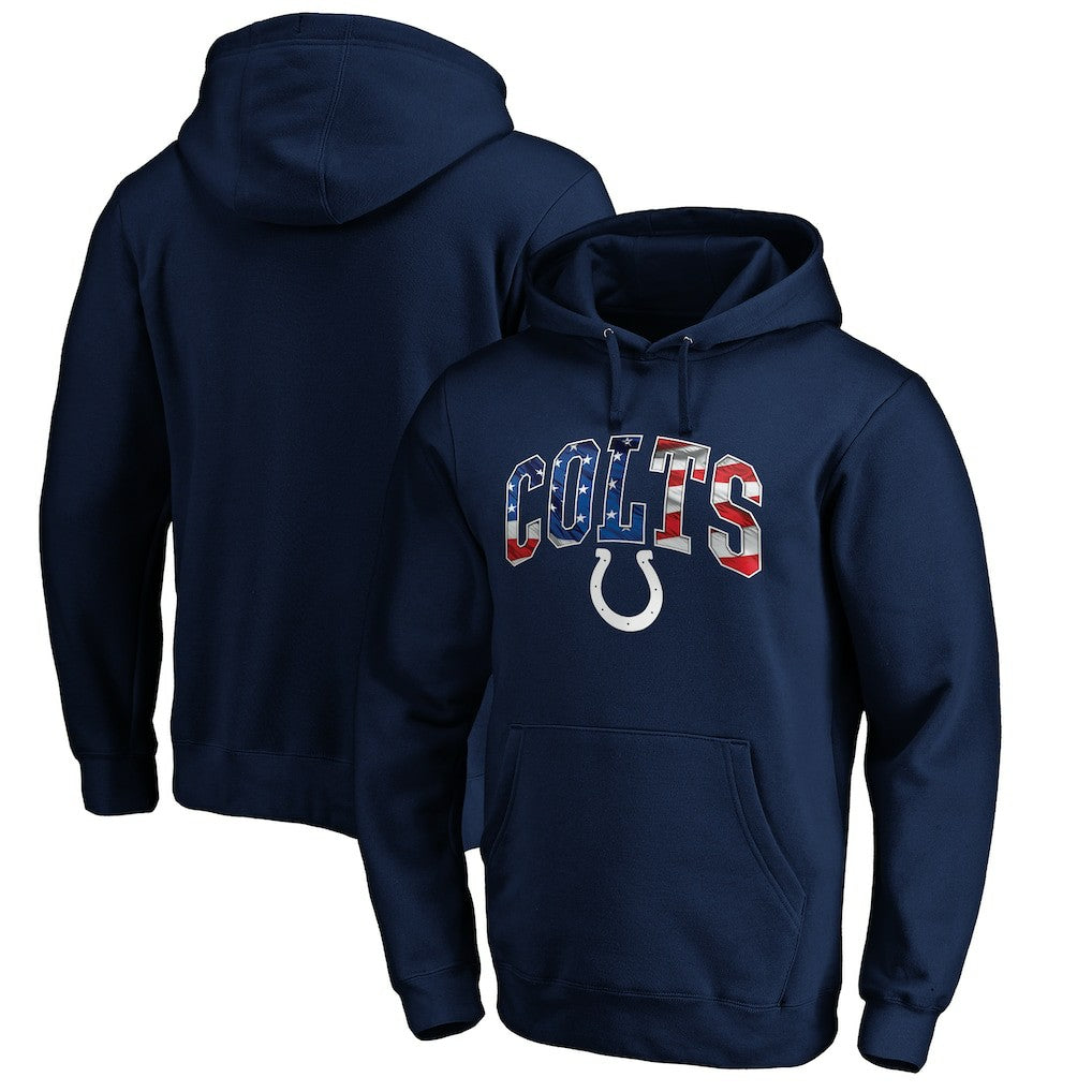 Indianapolis Colts Banner Wave Fitted Pullover Hoodie - Navy Hoodies