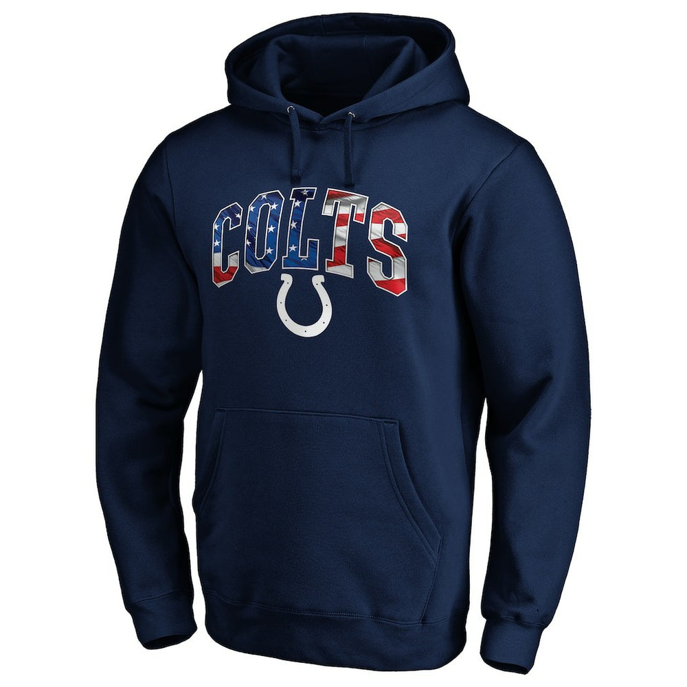 Indianapolis Colts Banner Wave Fitted Pullover Hoodie - Navy Hoodies