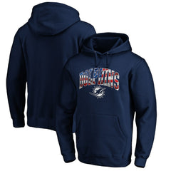 Miami Dolphins Banner Wave Fitted Pullover Hoodie - Navy Hoodies