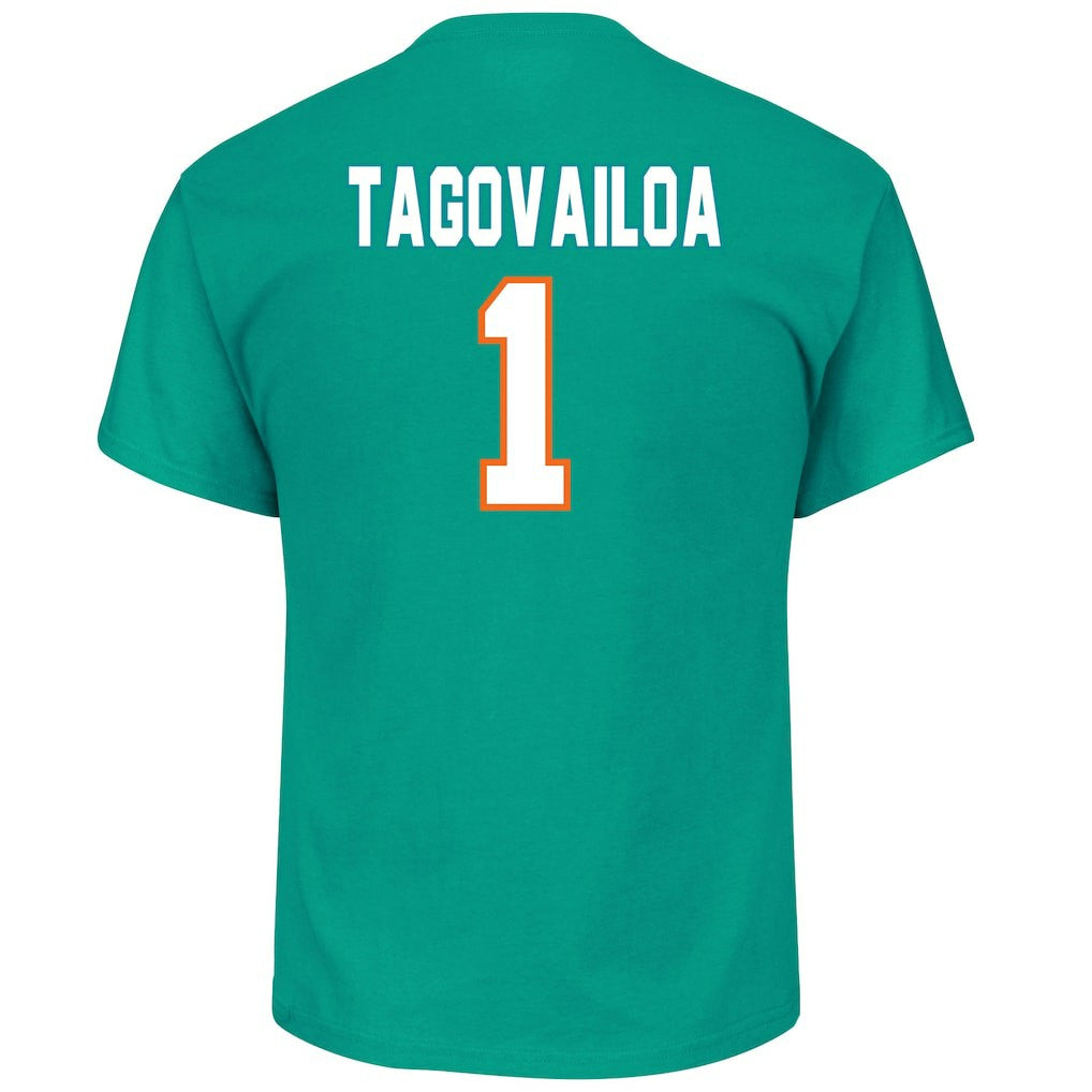 Tua Tagovailoa Miami Dolphins Big & Tall Player Name & Number T-Shirt - Aqua T-shirts