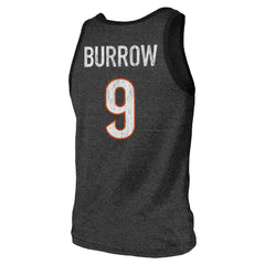 Joe Burrow Cincinnati Bengals Majestic Threads Name & Number Tri-Blend Tank Top - Black Tops