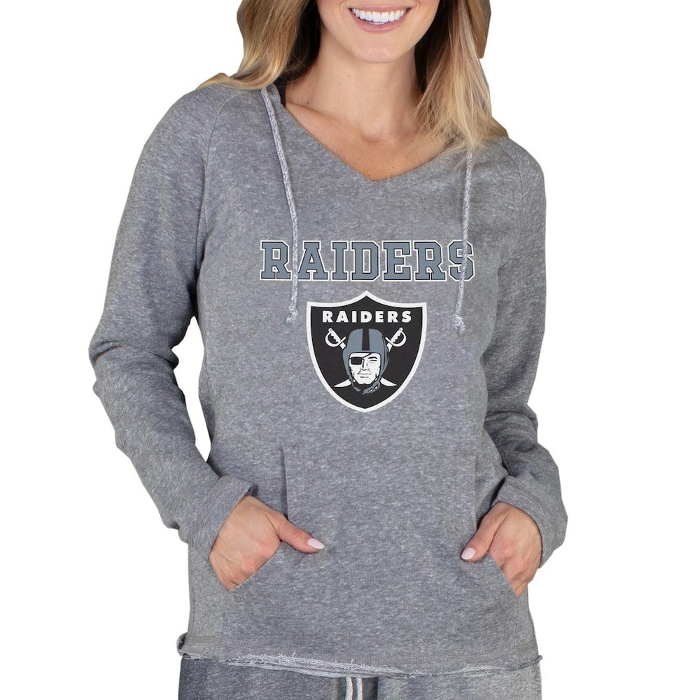Las Vegas Raiders Concepts Sport Women's Mainstream Tri-Blend Raglan Hoodie V-Neck Top - Gray Hoodies