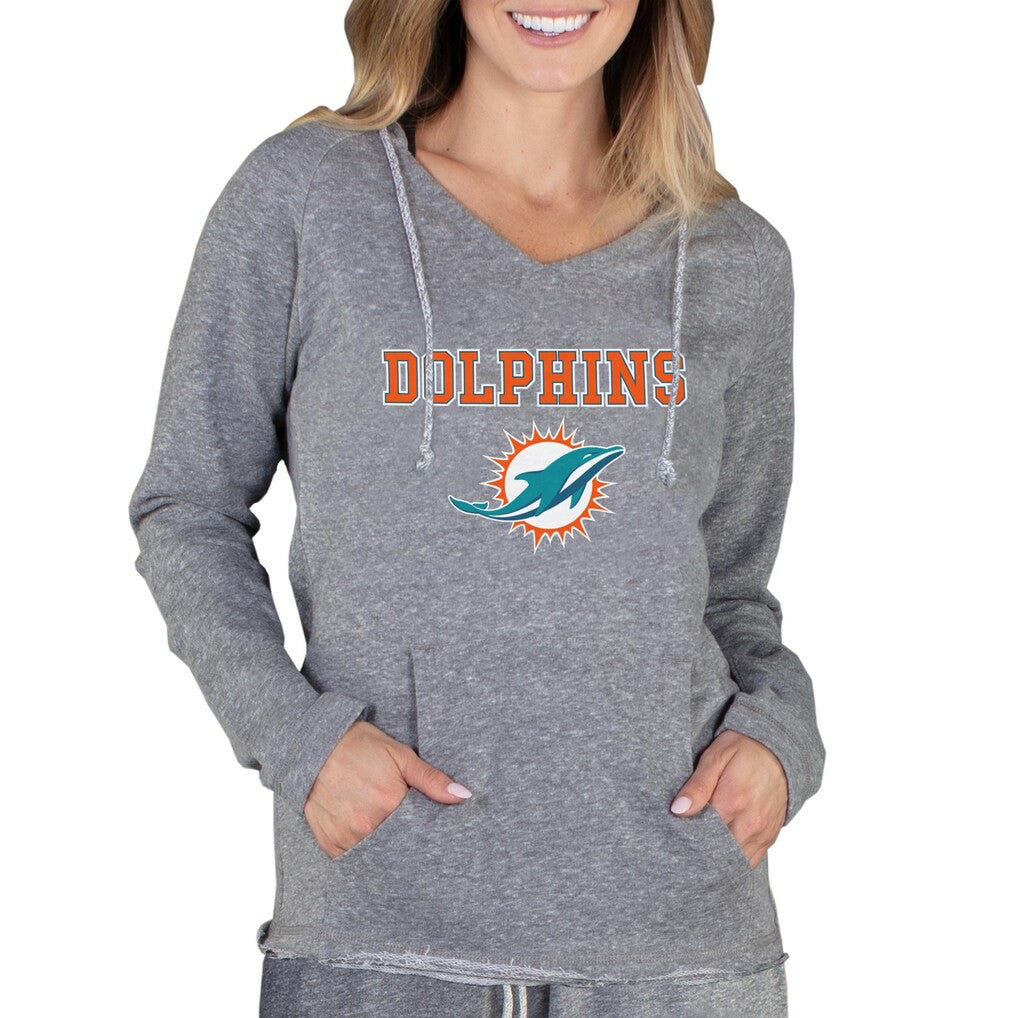 Miami Dolphins Concepts Sport Women's Mainstream Tri-Blend Raglan Hoodie V-Neck Top - Gray Hoodies