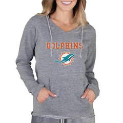 Miami Dolphins Concepts Sport Women's Mainstream Tri-Blend Raglan Hoodie V-Neck Top - Gray Hoodies