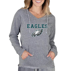 Philadelphia Eagles Concepts Sport Women's Mainstream Tri-Blend Raglan Hoodie V-Neck Top - Gray Hoodies