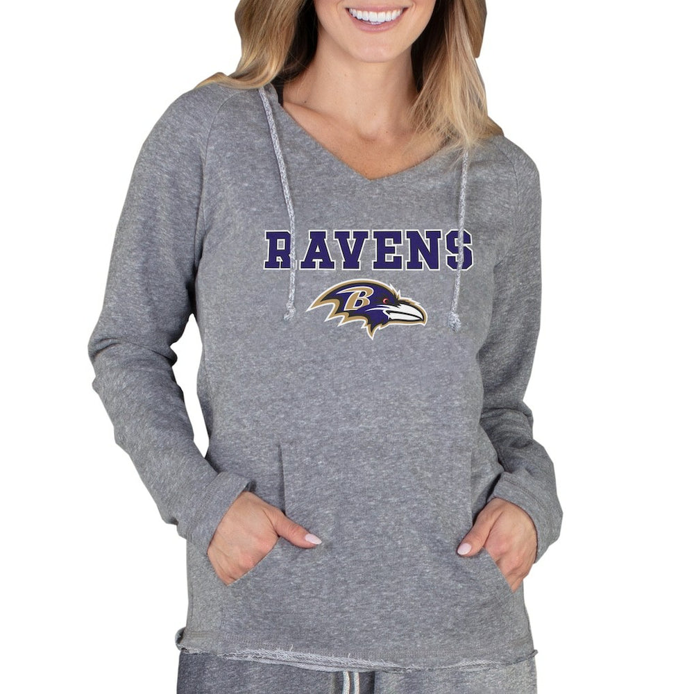 Baltimore Ravens Concepts Sport Women's Mainstream Tri-Blend Raglan Hoodie V-Neck Top - Gray Hoodies