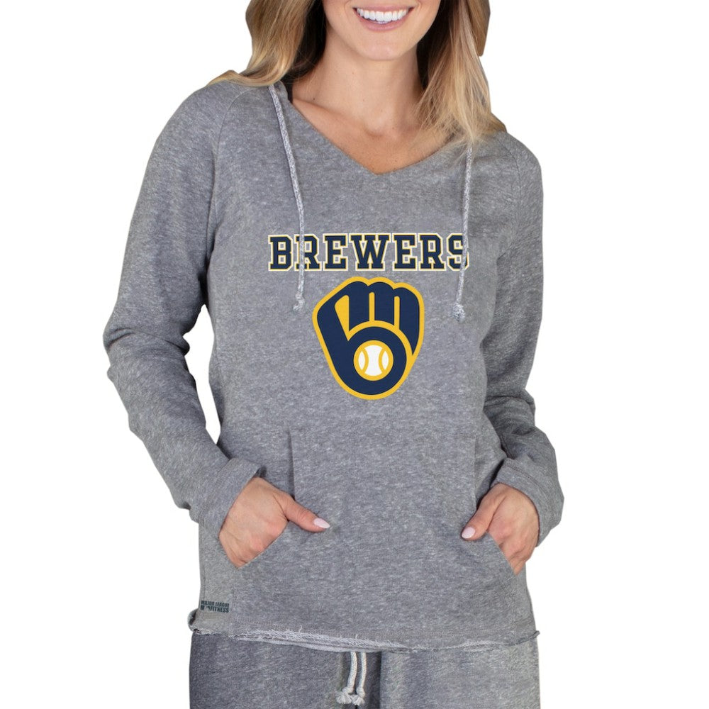 Milwaukee Brewers Concepts Sport Women's Mainstream Terry Long Sleeve Hoodie Top - Gray Hoodies