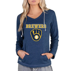 Milwaukee Brewers Concepts Sport Women's Mainstream Terry Long Sleeve Hoodie Top - Navy Hoodies