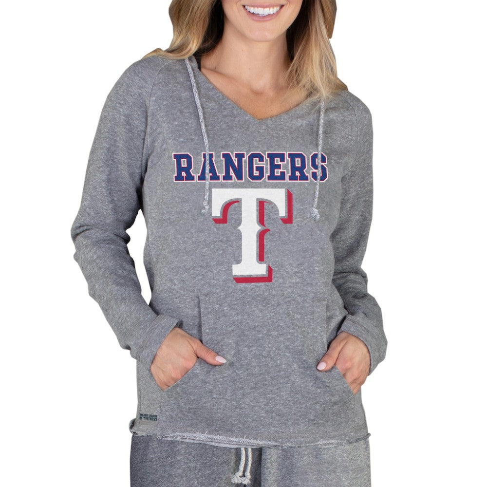 Texas Rangers Concepts Sport Women's Mainstream Terry Long Sleeve Hoodie Top - Gray Hoodies