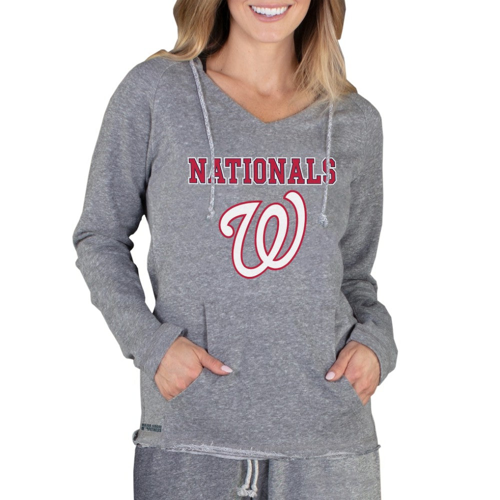 Washington Nationals Concepts Sport Women's Mainstream Terry Long Sleeve Hoodie Top - Gray Hoodies