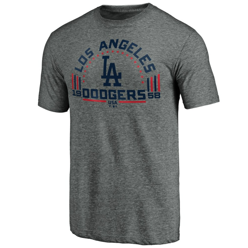 Los Angeles Dodgers Team Freedom Tri-Blend T-Shirt - Gray T-shirts