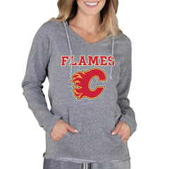 Calgary Flames Concepts Sport Women's Mainstream Terry Tri-Blend Long Sleeve Hooded Top - Gray | US 3929295