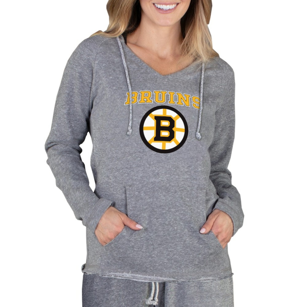 Boston Bruins Concepts Sport Women's Mainstream Terry Tri-Blend Long Sleeve Hooded Top - Gray | US 3929296