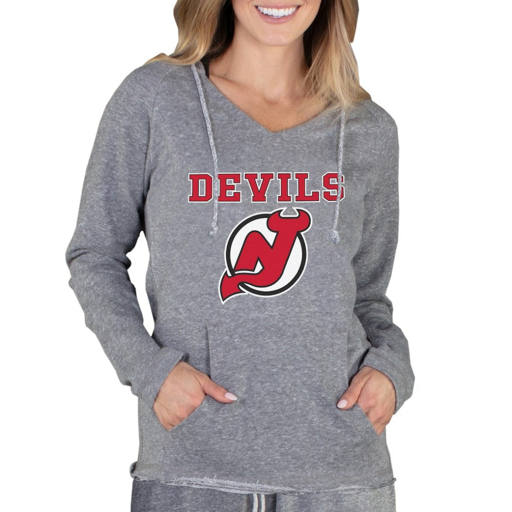 New Jersey Devils Concepts Sport Women's Mainstream Terry Tri-Blend Long Sleeve Hooded Top - Gray | US 3929299