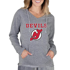 New Jersey Devils Concepts Sport Women's Mainstream Terry Tri-Blend Long Sleeve Hooded Top - Gray | US 3929299