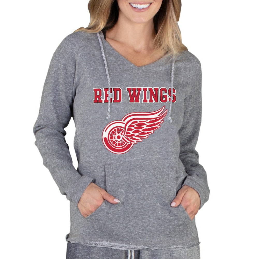 Detroit Red Wings Concepts Sport Women's Mainstream Terry Tri-Blend Long Sleeve Hooded Top - Gray | US 3929300