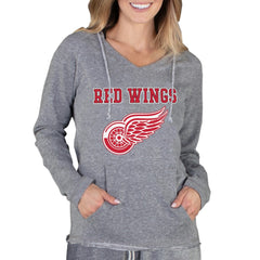 Detroit Red Wings Concepts Sport Women's Mainstream Terry Tri-Blend Long Sleeve Hooded Top - Gray | US 3929300