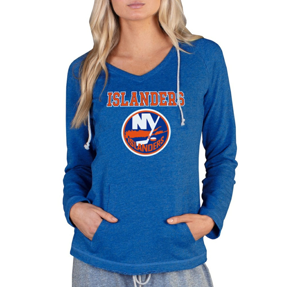 New York Islanders Concepts Sport Women's Mainstream Terry Tri-Blend Long Sleeve Hooded Top - Royal | US 3929305
