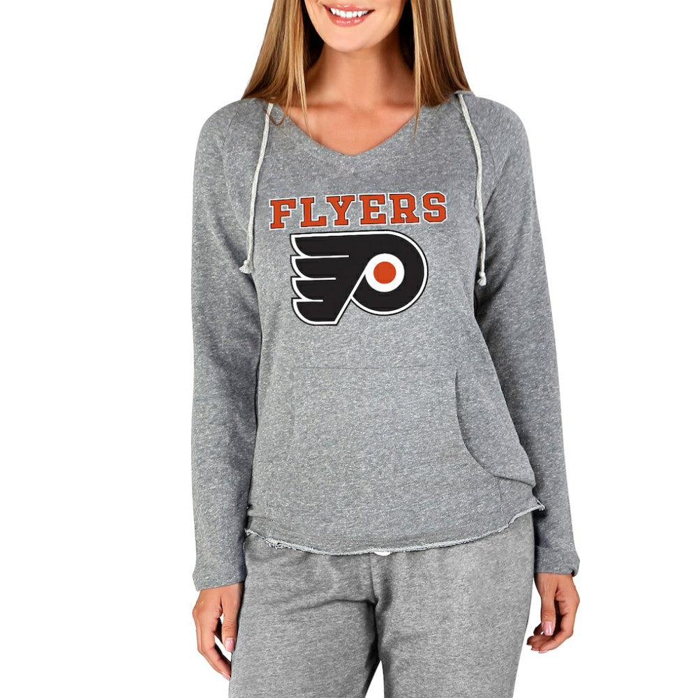 Philadelphia Flyers Concepts Sport Women's Mainstream Terry Tri-Blend Long Sleeve Hooded Top - Gray | US 3929307