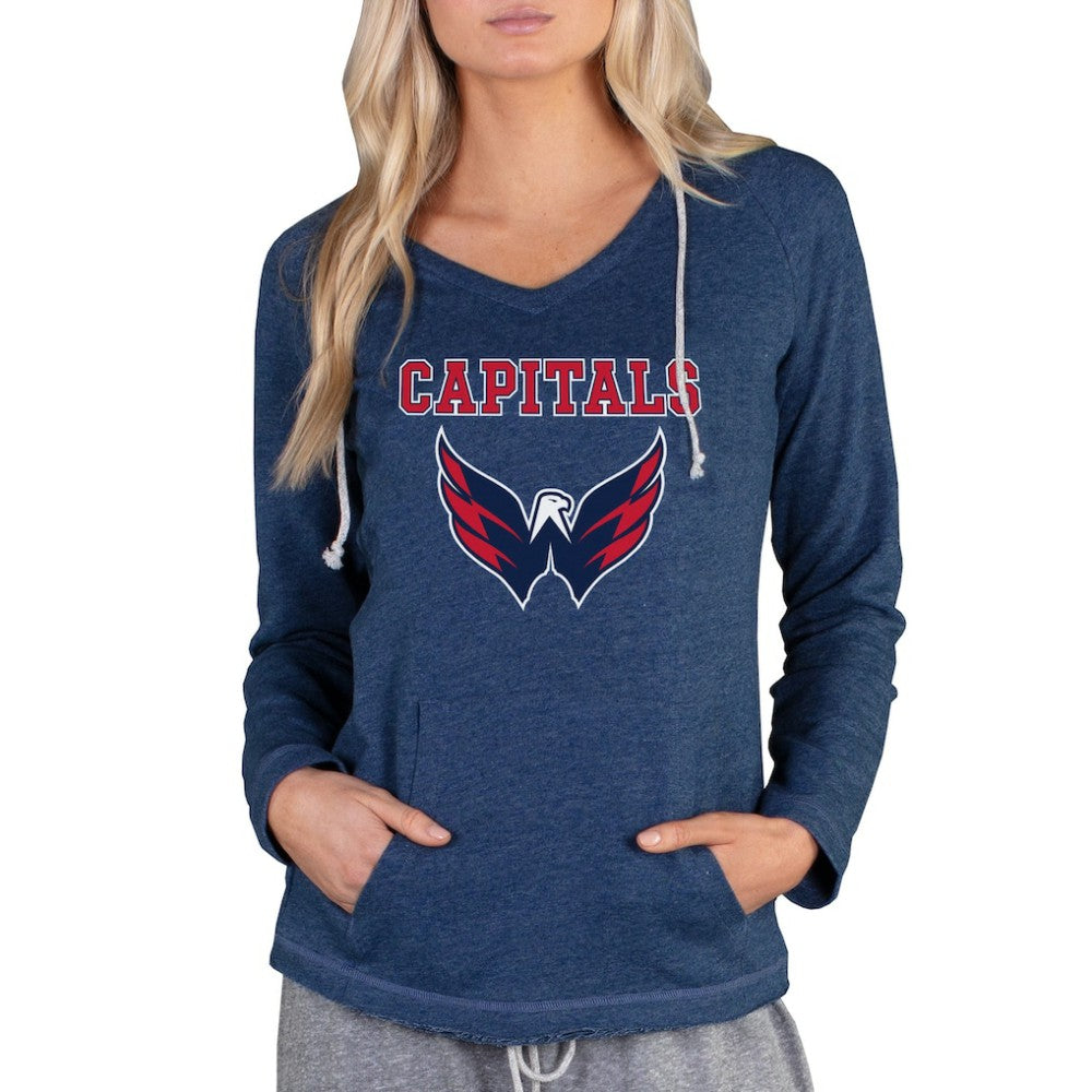 Washington Capitals Concepts Sport Women's Mainstream Terry Tri-Blend Long Sleeve Hooded Top - Navy | US 3929313