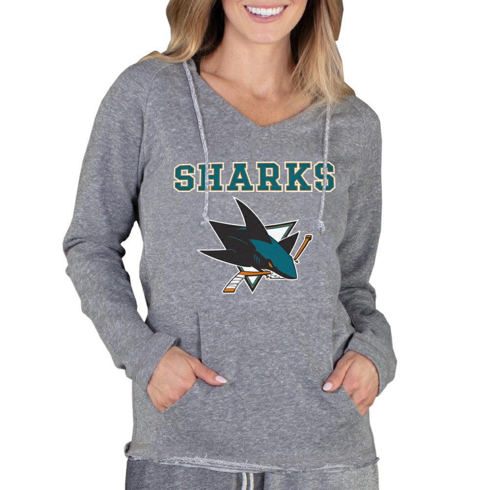 San Jose Sharks Concepts Sport Women's Mainstream Terry Tri-Blend Long Sleeve Hooded Top - Gray | US 3929315