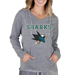 San Jose Sharks Concepts Sport Women's Mainstream Terry Tri-Blend Long Sleeve Hooded Top - Gray | US 3929315